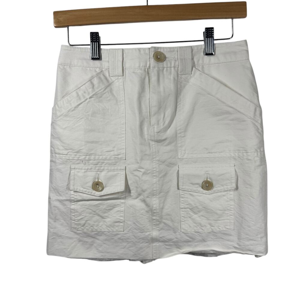 Banana Republic Skirt Women 0 White Cotton Silk Blend Lined Spring 90s Preppy